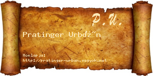 Pratinger Urbán névjegykártya